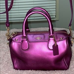 New Holographic magenta mini coach purse